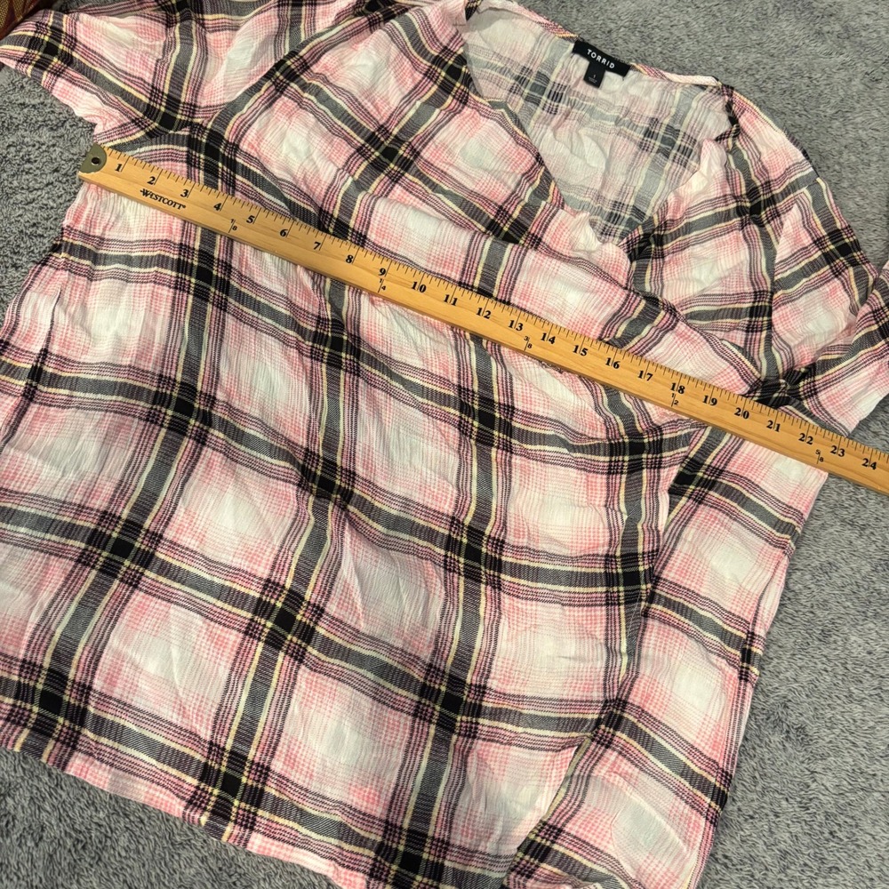 Torrid Women Kimono Cardigan 1X Plaid Casual Coastal Cowgirl Beachy Boho 21296 - Picture 9 of 10